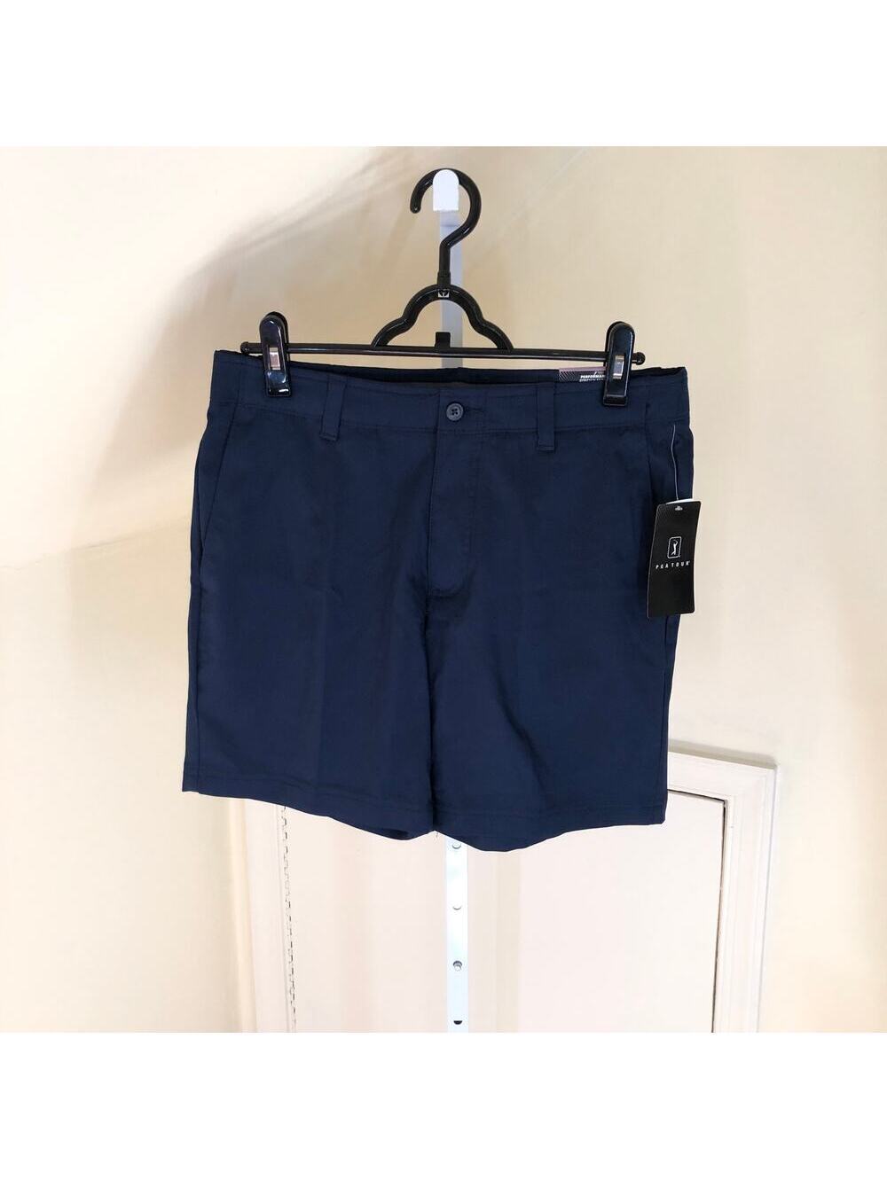 PGA Tour NWT Men's Black Iris Performance Stretch Golf Shorts Blue Size 32
